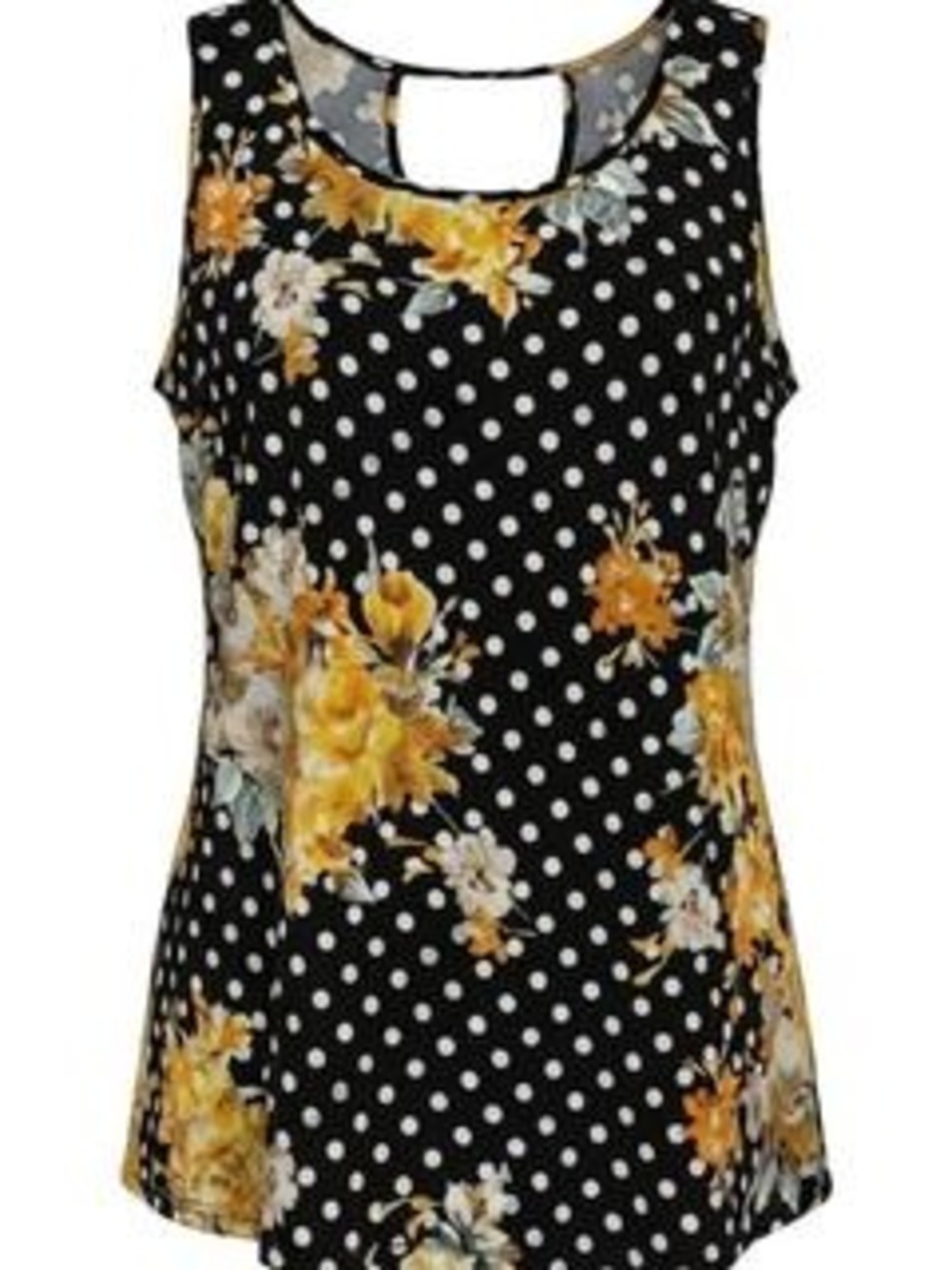 Wilde Black Women's Floral Polka Dot Sleeveless Blouse L